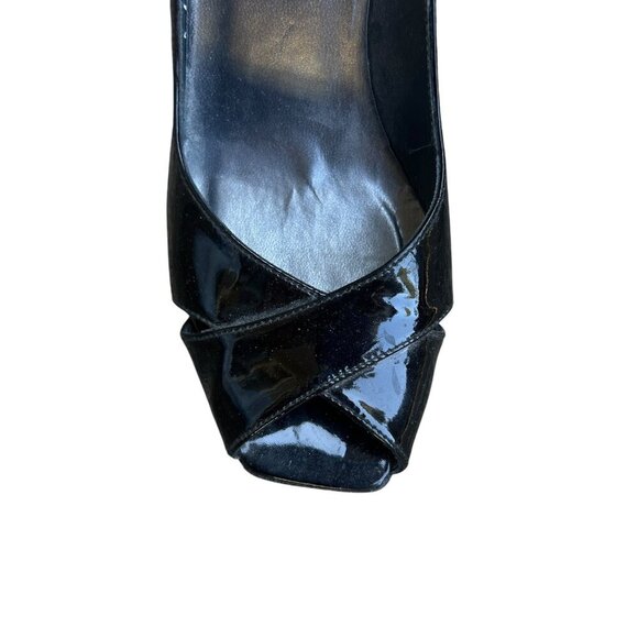 Stuart Weitzman Black Patent Leather Peep Toe Heels Size 6.5 M - Picture 3 of 16